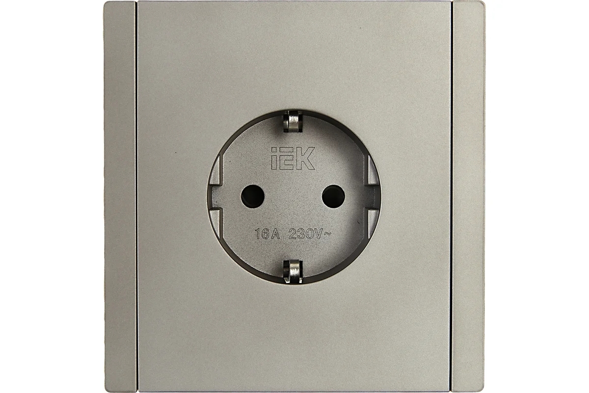 Розетка IEK FORTE&PIANO FP515 1-местная с заземлением с защитными шторками винтовое крепление 16А сталь
