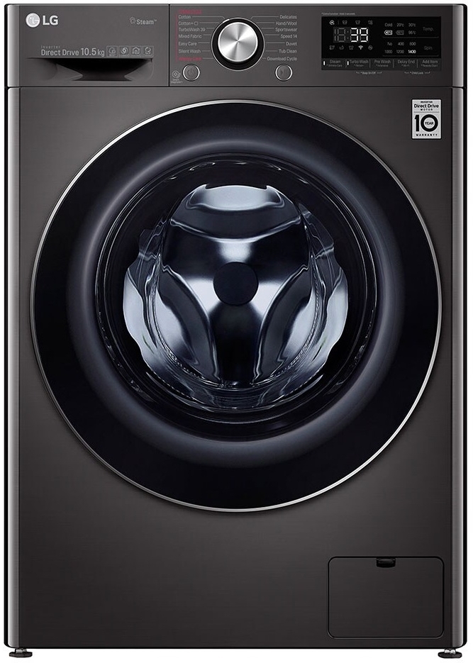 Стиральная машина LG F4V9RWP2E черный, загрузка фронтальная 10.5 кг, 1400 об/мин, класс A+++