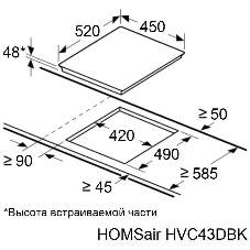 Электрическая варочная панель HOMSair HVC43DBK Hi-Light, независимая, черный