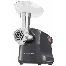 Мясорубка электрическая Polaris PMG1872 RUS серый, 1800 Вт, 2.0 кг/мин, реверс, защита от перегрузки, насадки - 4