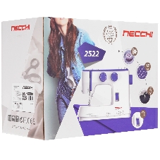 Швейная машина Necchi 2522 белый/фиолетовый, электромеханическая, вертикальный качающийся, 22 операции, петля полуавтомат
