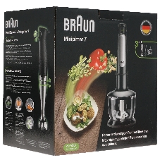 Блендер погружной Braun MQ7035 черный, 1000 Вт, плавная регулировка, турбо