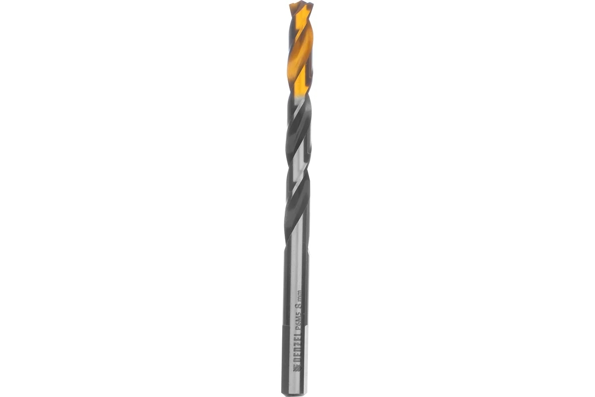 Сверло спиральное по металлу Denzel 8 x 117мм, Р6М5, Golden Tip, многогранная заточка