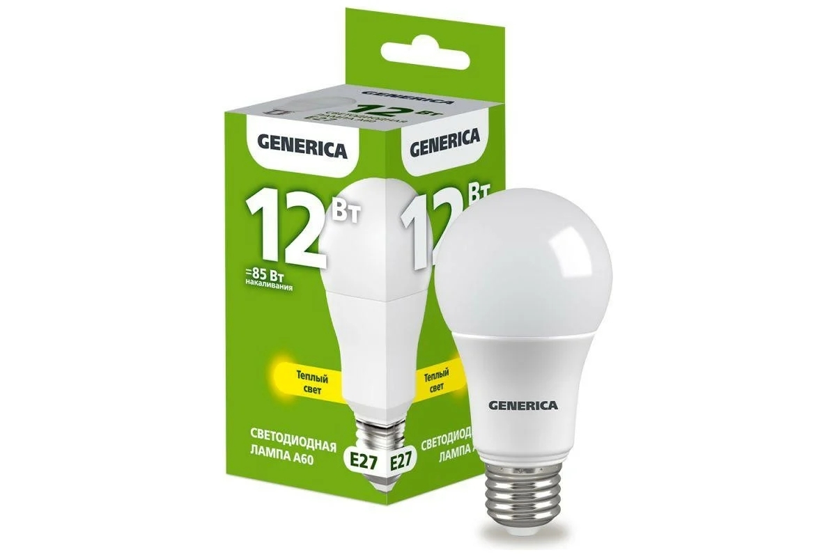 Лампа светодиодная GENERICA LL-A60-12-230-30-E27-G A60 12 Вт грушевидная 3000К E27 230В