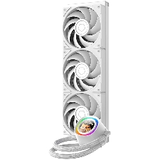 Система жидкостного охлаждения ID-Cooling FX360 LCD PE WHITE, 360 мм, 3x120 мм, 2450 об/мин, 34.3 дБ, 4-pin PWM, 350 Вт, ЖК-дисплей, ARGB, белый