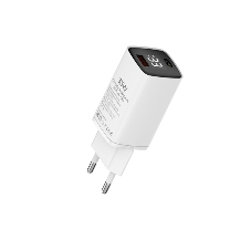 Сетевое зарядное устройство Maxvi A402PD LED 33W, 1xUSB-A, 1xUSB-C, белый