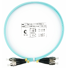 Патч-корд оптический Cabeus Tight Buffer, Duplex FC/FC, OM3 50/125, LSZH, 1м, d= 3мм, черный хвостовик, аква