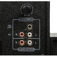 Колонки SVEN AC MS -304, черный Акустическая система, беспроводная передача сигнала по Bluetooth, суммарная мощность (RMS), Вт - 40, выходная мощность (RMS), Вт - сабвуфер: 20, сателлиты: 20 (2 х10), частотный диапазон, Гц - сабвуфер: 40 – 150, сателлиты: 150 – 20 000, размеры динамиков, мм - сабвуфер: O 128, воспроизведение с USB flash и SD card памяти, встроенное FM-радио, LED-дисплей, пульт ДУ, материал корпуса сабвуфера и сателлитов – дерево (MDF).