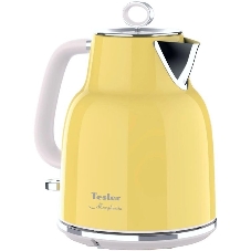 Чайник электрический Tesler KT-1760 желтый, 1.7 л, 2200 Вт, скрытый нагревательный элемент