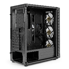 Компьютерный корпус Miditower ExeGate EVO-5001A-500NPX (ATX, БП 500NPX с вент. 12 см, 2хUSB+1хUSB 3.0+HD Audio, черный, 3 вент.12см с RGb подсветкой, боковая панель - закаленное стекло)