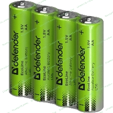 Батарейка алкалиновая Defender LR6-4S АА, шринк, 4 шт., EcoLine