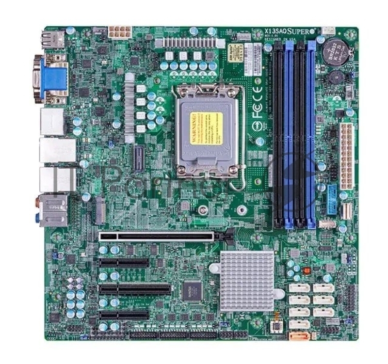 Материнская плата Supermicro X13SAQ bundle, LGA1700, Intel Q670E, 4xDDR5 UDIMM, 8xSATA 6Gb/s, 1xM.2 PCIe 4.0, 1xPCIe 5.0 x16, 1xPCIe 4.0 x4, 1xPCIe 3.0 x4, 1xPCIe 3.0 x2, 1xVGA, 1xDVI-D, 1xHDMI, 1xDisplayPort, 2x 2.5Gb LAN, 2xUSB 3.2 Gen2 Type-A, 2xUSB 3.2 Gen2x2 Type-C, 2xUSB 2.0, S/PDIF, 7.1, microATX