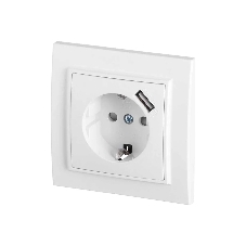 Розетка EKF Минск ERR16-028-100-USB 1-местная СП с/з с защитными шторками 16А белая с USB 1А