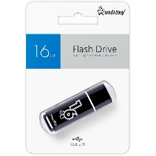 Флешка USB Smartbuy Glossy series Black (SB16GbGS-K), 16Gb, USB 2.0, R/W 25/15, черный