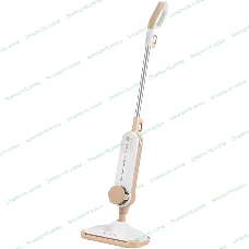 Паровая швабра Galaxy Line GL 6401, белый с бежевым, 1600 Вт, 0,35 л, 2,5 бар, 3 режима, время работы до 25 мин, макс. подача пара 35 г/мин, макс. температура нагрева 110°C, время нагрева 30 с, уборка на расстоянии до 6 м, вертикальная парковка, аксессуары: накладка из микрофибры, насадка для ковров, мерный стакан