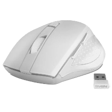 Мышь беспроводная SVEN RX-425W белый, 1600 dpi, радиоканал, USB, кнопки - 6