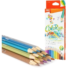 Карандаши цветные Deli EC127-12 ColoRun, шестигранный профиль, дерево 12 цветов, коробка с европодвесом (12шт) Карандаши цветные Deli EC127-12 ColoRun, шестигранный профиль, дерево 12 цветов, коробка с европодвесом (12шт)