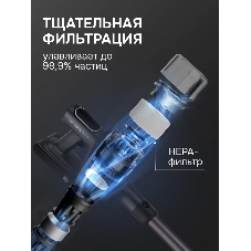 Пылесос вертикальный Zigmund & Shtain ZVC-1510 серый, питание от аккумулятора, 450 Вт, уборка суxая/влажная, пылесборник 0.5 л