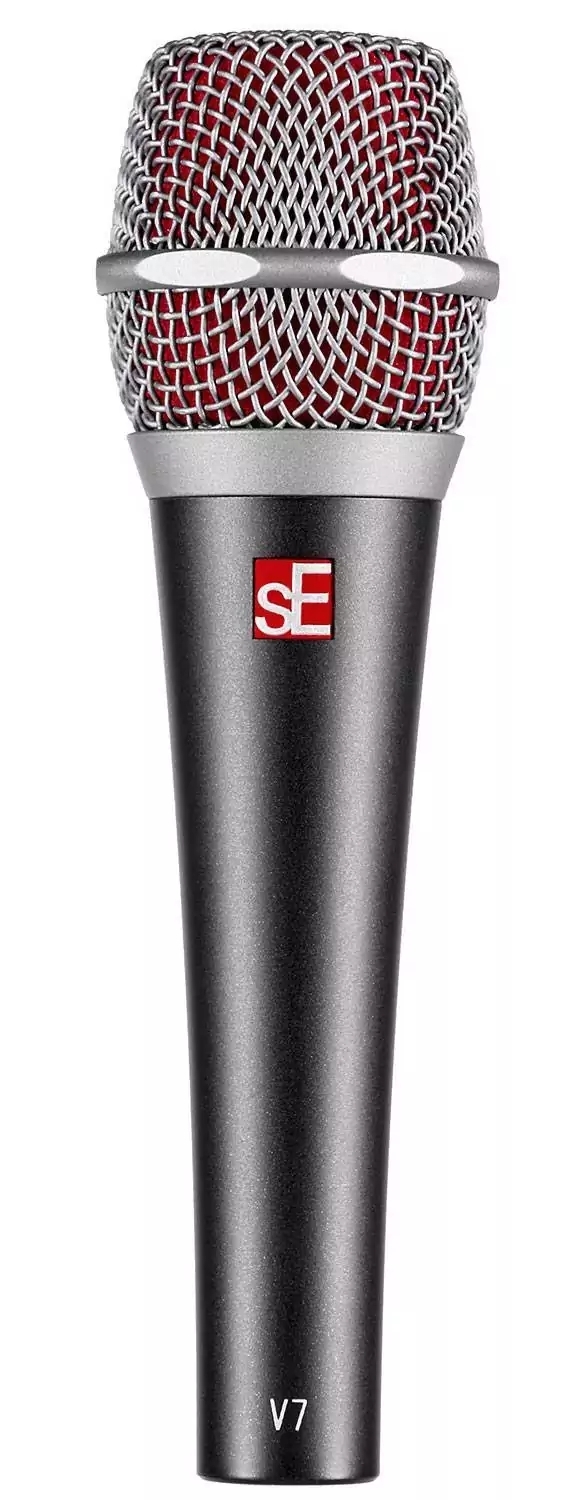 Микрофон динамический sE Electronics V7 40 Гц - 19 кГц, суперкардиоида, в комплекте: микрофонный зажим, адаптер с резьбой, чёрная ветрозащита, транспортировочный чехол на молнии. Цвет серый.
