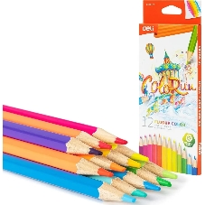 Карандаши цветные Deli EC128-12 ColoRun, шестигранный профиль, дерево 12 цветов, коробка с европодвесом (12шт) Карандаши цветные Deli EC128-12 ColoRun, шестигранный профиль, дерево 12 цветов, коробка с европодвесом (12шт)
