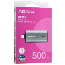 Внешний SSD ADATA SC750, 500Gb, USB 3.2 Gen 2 Type-C, R/W 1050/1000, черный