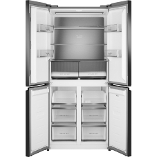 Холодильник Weissgauff WCD 450 Bru Steel Glass NoFrost Inverter матовая сталь трехкамерный 287/163л морозилка снизу, No Frost, Side by Side