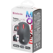 Мышь беспроводная Defender Tiana MB-055 черный, 1000 dpi, радиоканал, USB, кнопки - 3