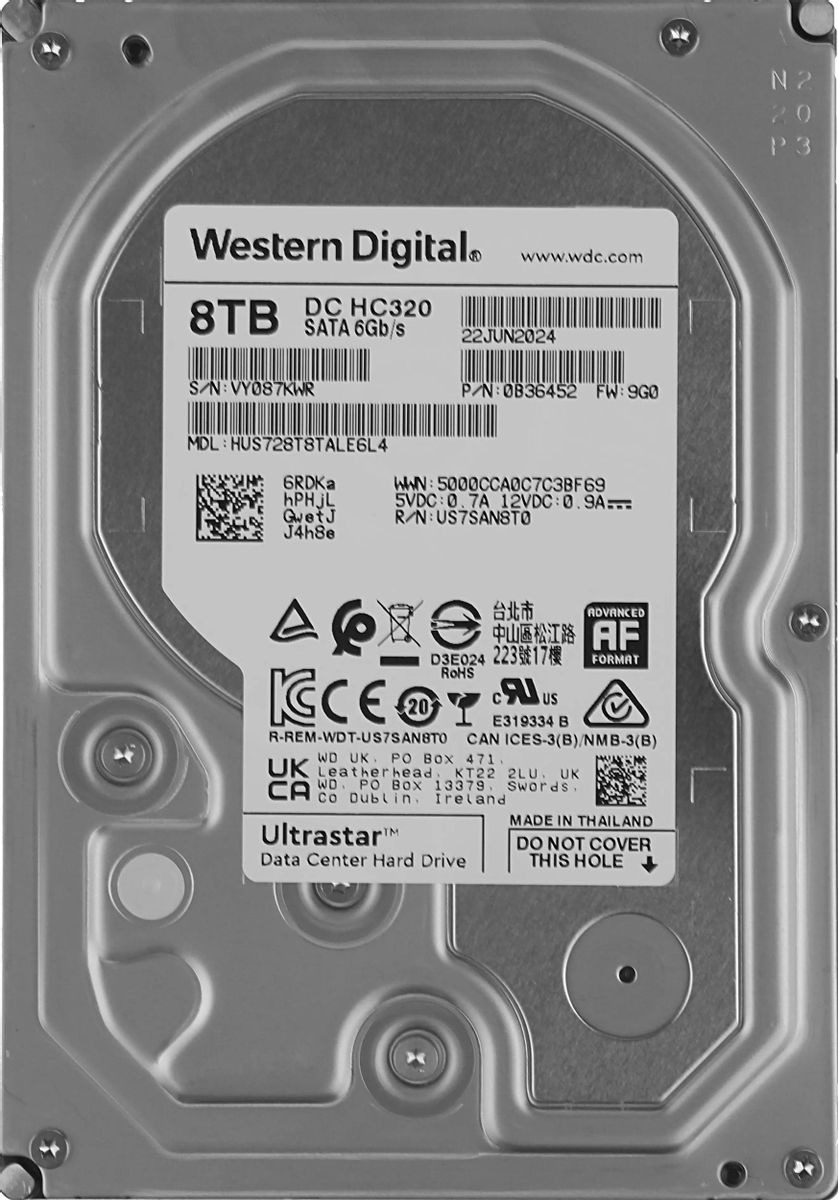 Жесткий диск HDD WD Ultrastar DC HC320 8Tb 7200rpm SATA-III 256Mb 3.5