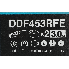 Дрель-шуруповерт Makita DDF453RFE, 18 В, 3 Ач, 42 Нм, щеточный