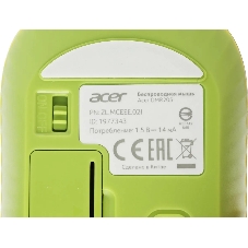 Мышь беспроводная Acer OMR205 зеленый/желтый, 1200 dpi, радиоканал, USB, кнопки - 3