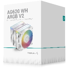 Кулер для процессора DEEPCOOL AG620 WH ARGb V2 LGA20XX/1700/1200/115X/AM5/AM4 (9шт/кор, TDP 260W, PWM, ARGb DUAL Fan 120мм, 6 тепл. трубок, белый) RET