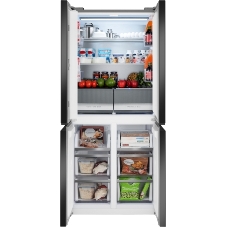 Холодильник Weissgauff WCD 450 Bru Steel Glass NoFrost Inverter матовая сталь трехкамерный 287/163л морозилка снизу, No Frost, Side by Side