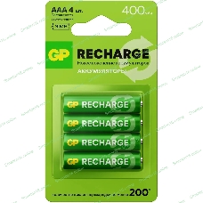 Аккумулятор GP RECHARGE AAA NiMH 400mAh (4шт)