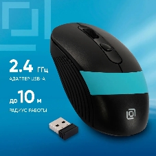 Мышь беспроводная Oklick 310MW черный/синий, 3200 dpi, радиоканал, USB, кнопки - 4