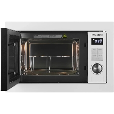 Микроволновая печь встраиваемая Hyundai HBW 2544 WG белый, 25 л, 900 Вт, переключатели - кнопки/поворотный механизм