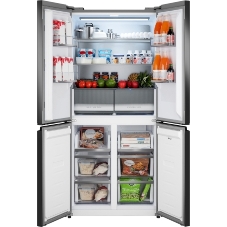 Холодильник Weissgauff WCD 450 Bru Steel Glass NoFrost Inverter матовая сталь трехкамерный 287/163л морозилка снизу, No Frost, Side by Side