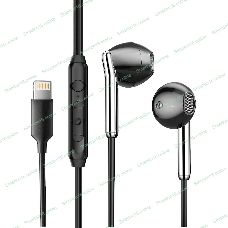 Наушники проводные Aksberry Y3 черный, внутриканальные, Lightning, микрофон на проводе