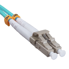 Патч-корд оптический Cabeus Tight Buffer, Duplex LC/SC, OM3 50/125, LSZH, 5м, d= 3мм, серый хвостовик, бирюзовый