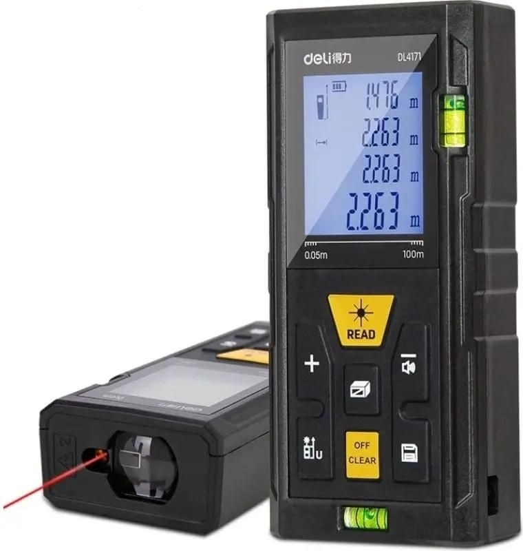 Лазерный дальномер Deli DL4171 (Диапазон измерения 0,05~100м, точность измерения: ±3мм)