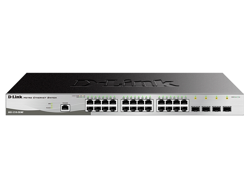 Коммутатор D-Link DGS-1210-28/ME/B2A, 24×1 Гбит/с + 4×1 Гбит/с SFP, управляемый