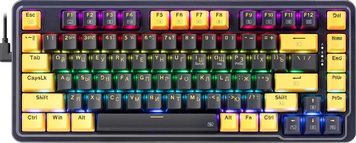 Игровая клавиатура REDRAGON ELF черно-желтая (USB, Redragon+Melt Gold, 82 кл ., RGB)