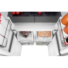 Холодильник Weissgauff WCD 450 Bru Steel Glass NoFrost Inverter матовая сталь трехкамерный 287/163л морозилка снизу, No Frost, Side by Side