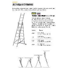 Лестница трехсекционная алюминиевая, 3 х 10 ступеней, H=285/481/674 см, вес 12.19 кг