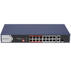 Коммутатор Hikvision DS-3E0318P-E/M(C), 16×100 Мбит/с PoE + 1×1 Гбит/с RJ45 + 1×1 Гбит/с Combo (RJ45/SFP), неуправляемый