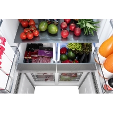 Холодильник Weissgauff WCD 450 Bru Steel Glass NoFrost Inverter матовая сталь трехкамерный 287/163л морозилка снизу, No Frost, Side by Side