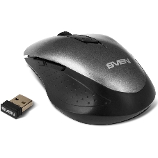 Мышь беспроводная SVEN RX-425W серый, 1600 dpi, радиоканал, USB, кнопки - 6