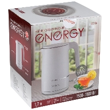 Электрочайник Energy E-216 белый, 1.7 л, 1800 Вт, скрытый нагревательный элемент