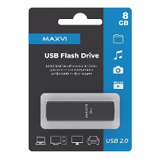 Флешка USB Maxvi MP2 black (FD8GbUSB20C10MP2), 8Gb, USB 2.0, R/W 15/5, черный