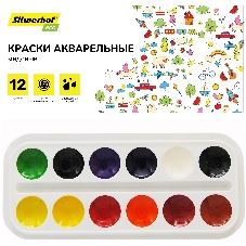 Краски акварельные Silwerhof Eco, медовые, 12 цветов, без кисти, картонная коробка