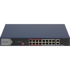 Коммутатор Hikvision DS-3E0318P-E/M, 16×100 Мбит/с PoE+ + 1×1 Гбит/с + 1×1 Гбит/с Combo (RJ45/SFP), неуправляемый